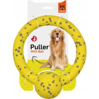FOFOS Durable Puller With Ball Dog Toy Yellow