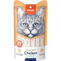 Wanpy Creamy Lickable Cat Treats – Chicken & Crab 25 x 14g