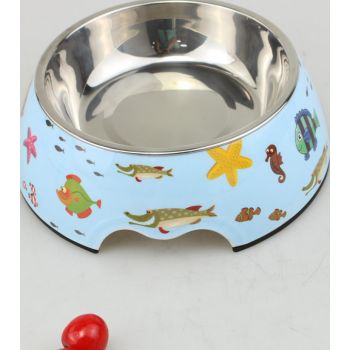 Melamine Sea Animals Stainless Steel bowl with anti- slip circle on the bottom, Volume:160 ml,Size:12*12*4.5 cm 
