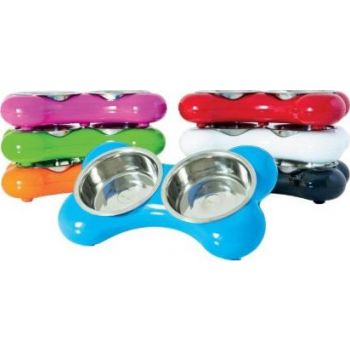  Hing The Bone Design Feeding Bowl for Dog, Small - Pink 
