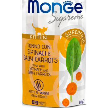  Monge Supreme Kitten Wet Food Tuna With Spinach And Baby Carrots 80g 