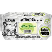 Absolute Pet Absorb Plus Antibacterial Pet Wipes Aloe Vera 80 Sheets 15cmx20cm