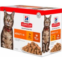 Hills Science Plan Adult Cat Wet Food Multipack With Chicken, Turkey Pouch (12x85g)
