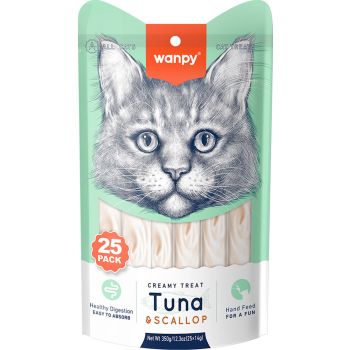  Wanpy Creamy Lickable Cat Treats – Tuna & Scallop 25 x 14g 