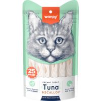 Wanpy Creamy Lickable Cat Treats – Tuna & Scallop 25 x 14g