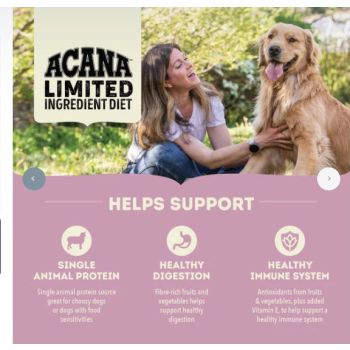  Acana Limited Ingredient Diet Grass Fed Lamb Dry Dog Food - 2KG 