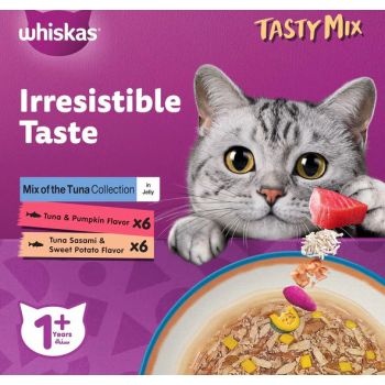  Whiskas Tasty Mix Tuna in Jelly Collection Wet Cat Food - 12X70G 