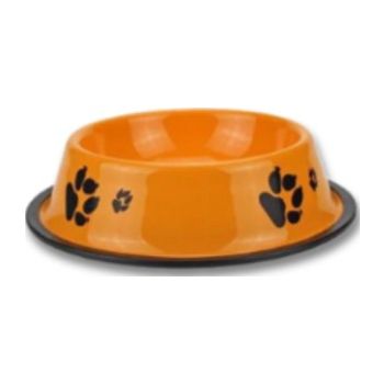  Saas Paw-Printing Stainless Steel Bowls Orange   Medium 