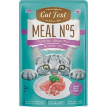  Cat Fest Meal No 5 Cat Food in Jelly-Tuna With Crab Stick 50g 