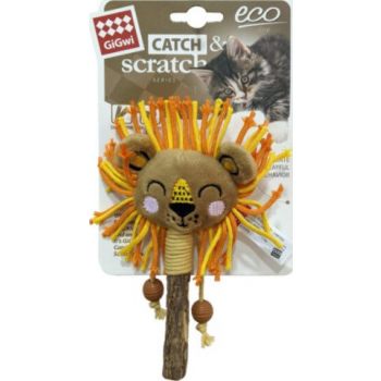  Gigwi Lion Cat Toys Catch & Scratch Eco line with Slivervine Leaves and Stick 