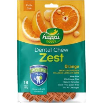 Happi Doggy Dental Chew Zest-Orange-2.5" (18 Pieces)-150g 