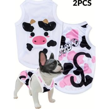  Furpaws Cute Cow & Panda Print Pet Dress-Small 