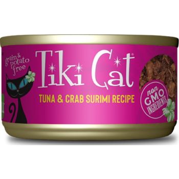  Tiki Cat Grill Wet Cat Food Lanai Grill Tuna Crab Surimi -2.8 Oz. Can 