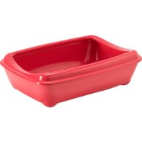 Moderna Arist-O-Tray-Cat Litter Tray 49.9 x 37.6 x 13.8 cm (With Rim)-Spicy Coral