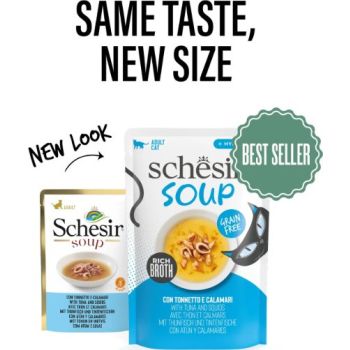  Schesir Soup Cat Wet Food in Soup Pouch-Tuna With Squid 40g 
