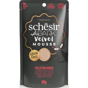  Schesir After Dark Velvet Mousse Adult Cat Wet Food with Chicken and Beef 80gr 