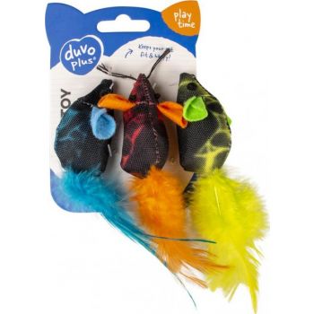  Duvo Cat Toys Flash Mice With Feathers 3Pc - 19 X 5.5 X 3 Cm 