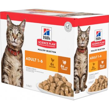  Hill’s Science Plan Adult Wet Cat Wet Food Chicken Pouches (12x85g) 