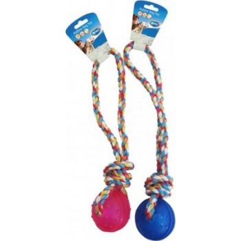  Duvo Tpr Ball With Rope Handle Blue Pink 37cm 