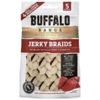 Buffalo Range Natural, Grain Free Jerky Braid Rawhide Chews for Dogs