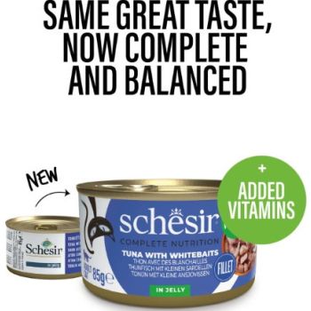  Schesir Cat Can Jelly Tuna With Whitebaits 85g 