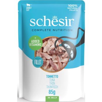  Schesir Complete & Balanced Nutrition Wet Cat Food in Jelly Pouch- Tuna 85g 