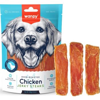  Wanpy Dog Treats Chicken Jerky Steaks 100g 