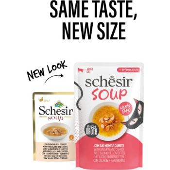  Schesir Soup Cat Wet Food in Soup Pouch-Salmon With Carrot 40g 
