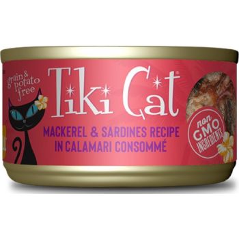  Tiki Cat Grill Wet Cat Food Makaha Grill Mackerel Sardine Calamari -2.8 Oz. Can 