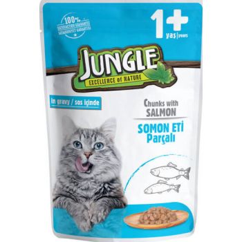  Jungle Pouch Cat Wet Food  Adult salmon in Jelly 100g 