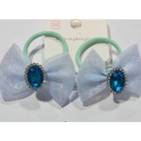 Hair Ribbon For Dog And Cat With Shiny Zircon Diamond (Shiny Glass Like Sapphire) Elastic 2x Blue