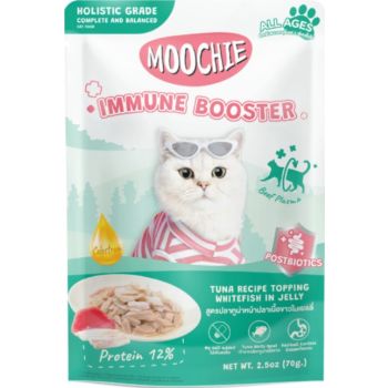  Moochie Tuna Recipe Topping Whitefish In Jelly Cat Food for Immune Booster 70g 