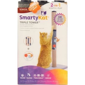  SmartyKat® Triple Tower™ Carpeted Cat Scratch Post 