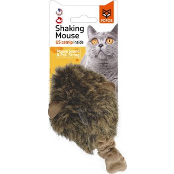  FOFOS Pull String & Sound Chip Brown Shaking Mouse Cat Toys 