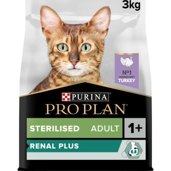  PURINA PRO PLAN STERILISED ADULT RENAL PLUS DRY CAT FOOD WITH TURKEY, 3 KG 