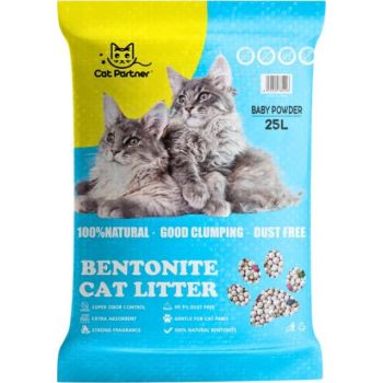 Cat Partner Bentonite Dust Free Clumping Litter 25L – Baby Powder 