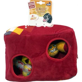 Gigwi Dog Toys Hide N Seek G-Box with Plush Toy, Breezy Ball & TPR Bone inside 