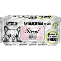 Absolute Pet Absorb Plus Antibacterial Pet Wipes Floral 80 Sheets 15cmx20cm
