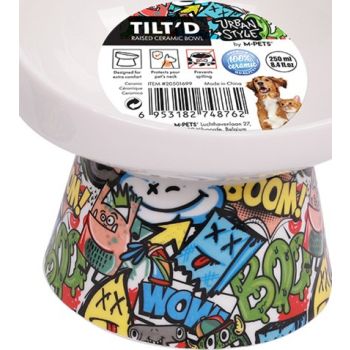  M-PETS Freestyle Tilt’d Raised Ceramic Bowl Mixed Colors 250ML 