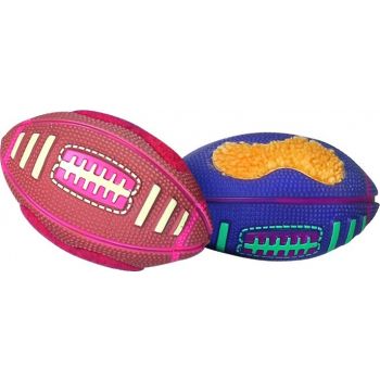  Camon Vinyl Rugby Balls Dog Toys  with a plush insert on a plait 