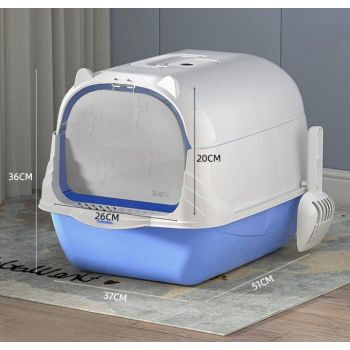  Cozy Paws Hooded Cat Toilet-51*36*37cm (blue) 