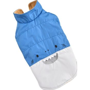  Hong Pet Animal-Shaped Patchwork Trench Coat - Blue Medium 