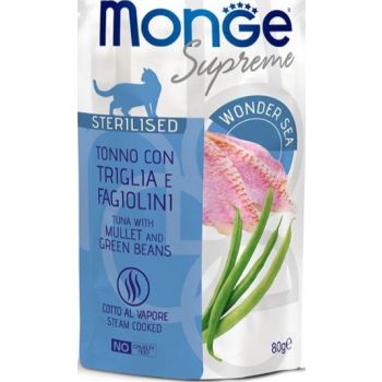  Monge Cat Wet Food Supreme Sterilized Tuna With Green Beans 80g 