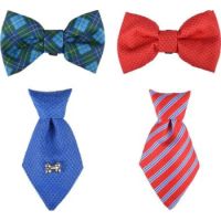Flamingo Badger & Bow Tie Dog Collar Accessories    (1 set)