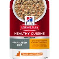 Hill’s SCIENCE PLAN HEALTHY CUISINE STERILISED CAT Wet Food Adult Stew With Chicken & Added Vegetables Pouch(12x80g)