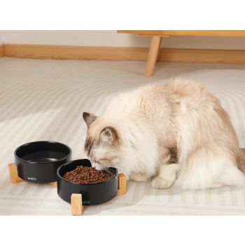  M-PETS OPERA Ceramic Bowls with Bamboo Stand Black 2x350ml 