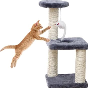  Multi Level Mini Cat Tower With Plush Toy 40*20*20cm-Blue 