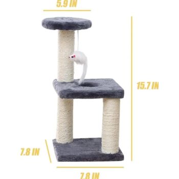  Multi Level Mini Cat Tower With Plush Toy 40*20*20cm-Blue 