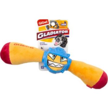  GiGwi Gladiator Squeaker Inside Plush/TPR Dog Toys (Medium) – Yellow 
