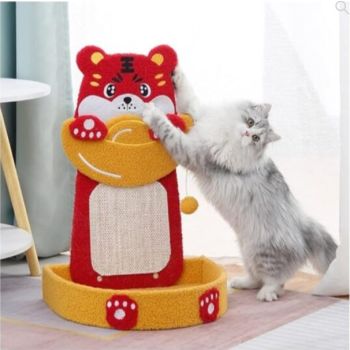  Cozy Paws Tiger Shape Cat Scratching Board With Cat Bed and Sisal Rope -41*33*62cm 